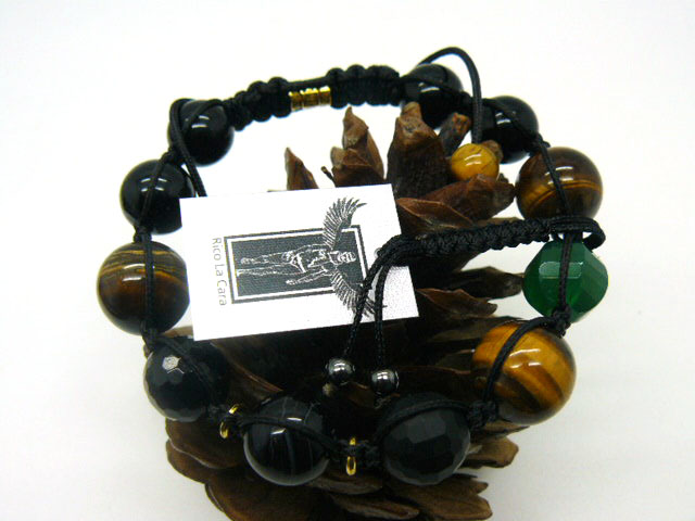  Кожаный браслет  Rico La Cara 5177 сочетание деревянных и металлических бусин подарок парню, мужчине