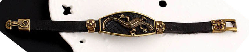  Кожаный браслет Саламандра из натуральной кожи подарок парню, девушке