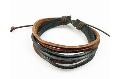  Кожаный плетеный браслет безразмерный на завязках для парня, мужчины подарок 
