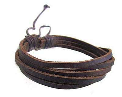  Кожаный плетеный браслет безразмерный на завязках для парня, мужчины подарок 