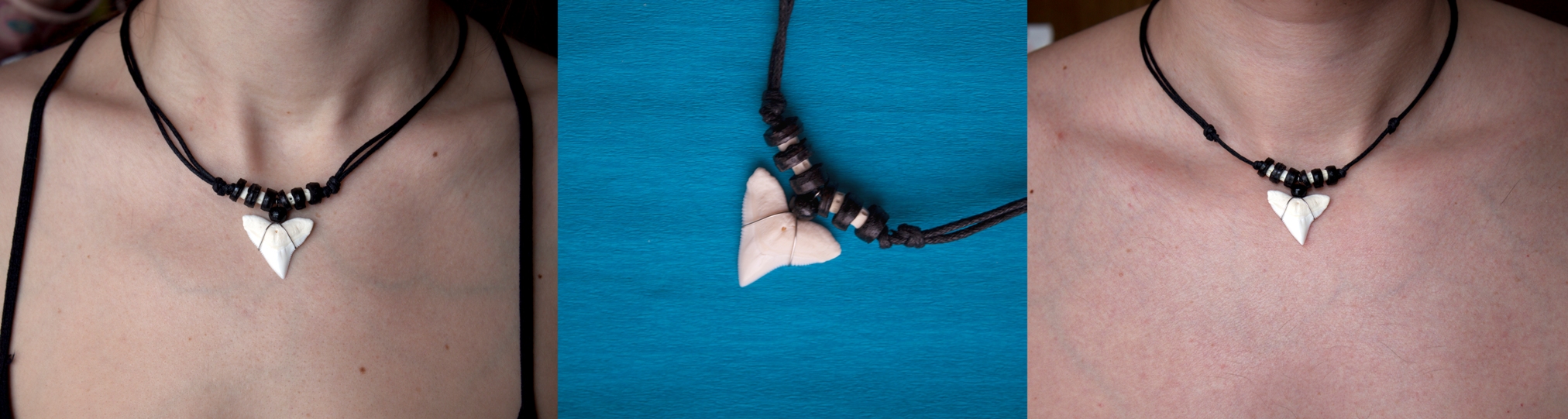  Амулет с зубом Бычьей акулы  на хлопковом шнурке