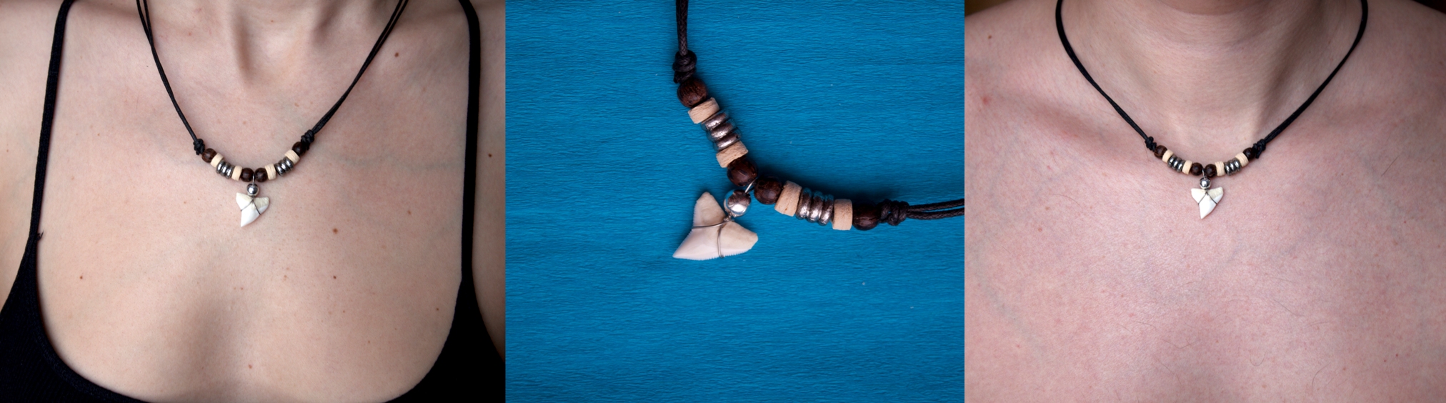  Амулет с зубом Бычьей акулы  на хлопковом шнурке