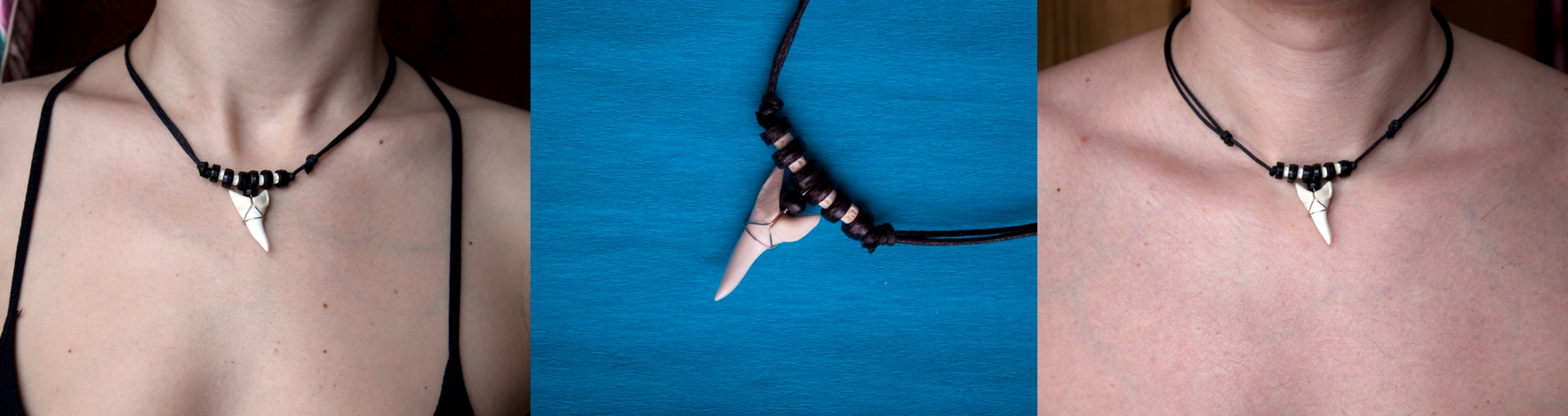  Амулет с зубом акулы Мако  на хлопковом шнурке