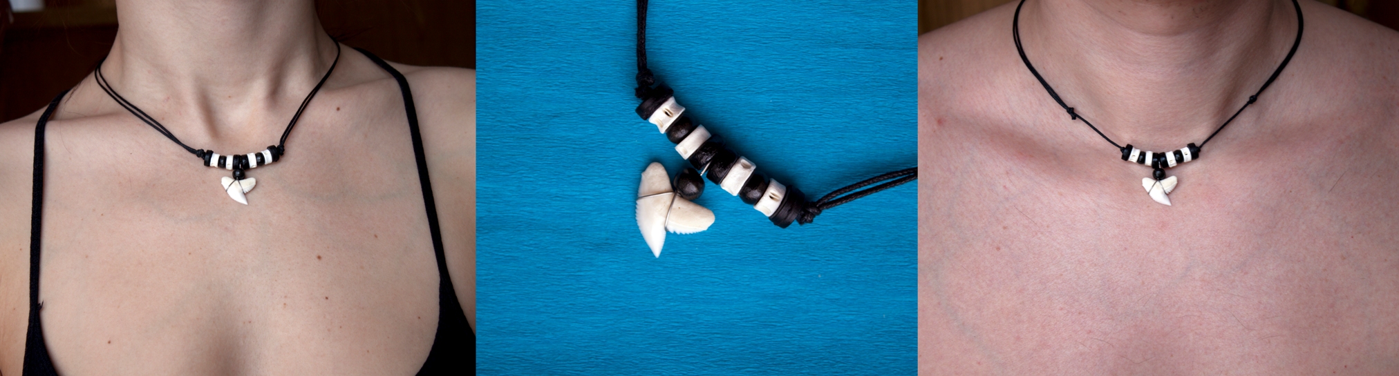  Амулет с зубом Тигровой акулы на хлопковом шнурке