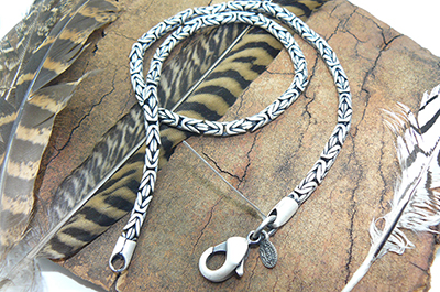  цепочка византийского плетения из сплава олова, покрытого пластинами серебра Bico подарок мужчине парню 