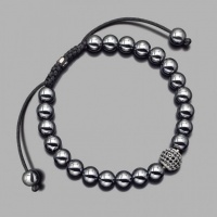 Браслет shamballa из камней темного гематита и шармом из циркония Rico La Cara 5217