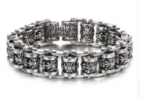 Браслет из стали 316L c вращающимися цилиндрами с рисунком лилии Chrome Hearts